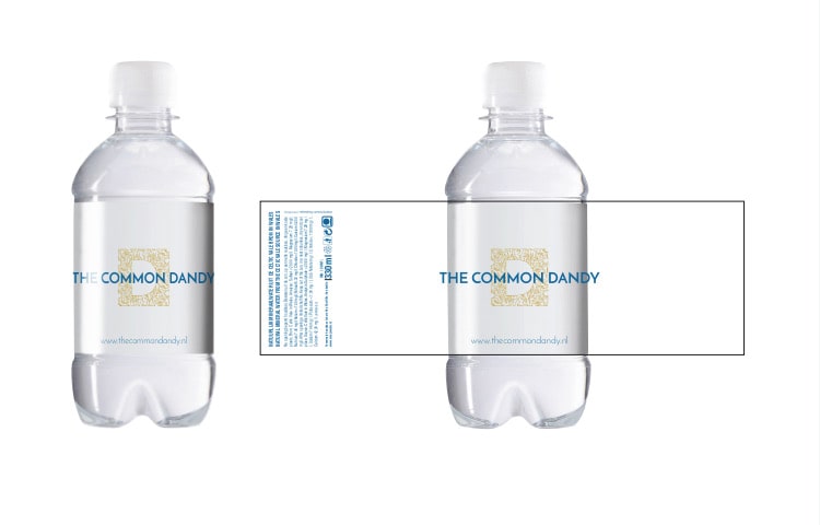 Oranjewater - bedrukte flesjes mineraalwater 0,33 liter transparant label 